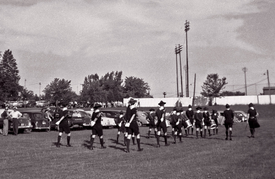 18th Troop Scout Band with Bud Parker at front, in kilt (Waterloo, 1954)
Submitted by Phil Hennings
Keywords: 1954