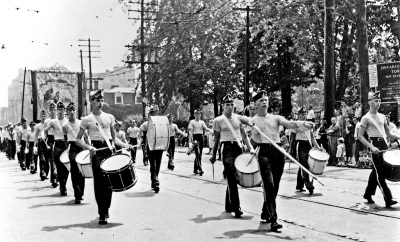 Opti-Corps in 1956,  Al Latham Drum Major (deceased)
Photo submitted by Phil Hennings
Keywords: 1956