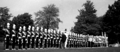Inspecting the corps at Nationals (Galt, 1958)
Photo submitted by Phil Hennings
Keywords: 1958