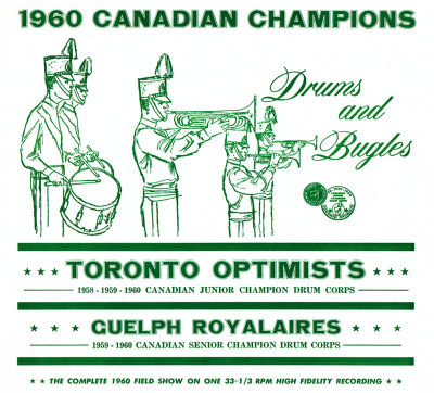 1960 Canadian Nationals Album Cover
This was Don's very first album cover. The version for Optimists was green with the Optimists crest. I'm told that the version for the Royalaires was red with the Royalaires crest.

Created by Don Daber
Keywords: 1960