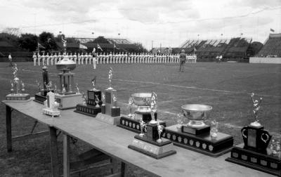 De La Salle with trophies in foreground (Nationals, 1960)
Photo by Don Daber
Keywords: 1960