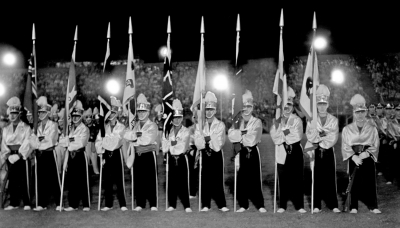 Jolly Jesters Colour Guard (Tournament of Drums, Rochester, 1960)
Photo by Don Daber
Keywords: 1960