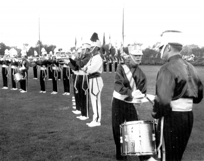 "In the Mood" (1960)
Glenn Copp on Cymbals, Ron Prokop on Snare, in Rome, NY (1960) or, perhaps, Brian Williams is playing Glenn's cymbals, off to the far left would be Clark, or Prokop, if you look closely, that was the concert formation

Photo submitted by Phil Hennings
Keywords: 1960