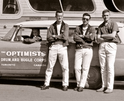 Glenn Copp (driver), Mel Dey, Joe Gianna and Bob Brown, Toronto Optimists (1960)
Photo by Don Daber
Keywords: 1960