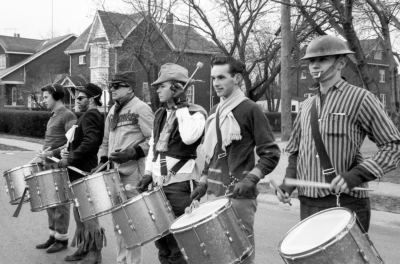 Ron Kaiser, Skip Prokop, Vic Kruklis, Mark Wicken, Orest Burak and Colin Hedworth (Dress-down parade, 1961)
Photo by Don Daber
Keywords: 1961