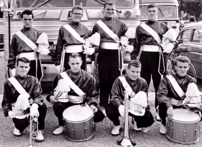 The last year for these Optimists (Grape Festival, 1961)
L-R, Back: Warren Berger, Warren Mills, Bob Brown, Ted Shaw
L-R, Front: Terry Sweeney, Brian Williams, Don Willison, Dave Bignell

Photo by Don Daber
Keywords: 1961