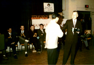 Mr Baggs with some corps members (New Year's party, 1961)
Photo submitted by Phil Hennings
Keywords: 1961