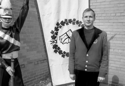 Barry Bell with corps flag and ?? (1961)
Photo by Don Daber
Keywords: 1961