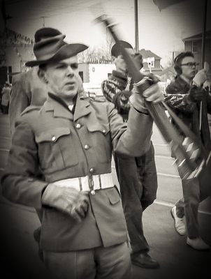 Al Miller in parade with ingognito Optimists (1961)
Photo by Don Daber
Keywords: 1961