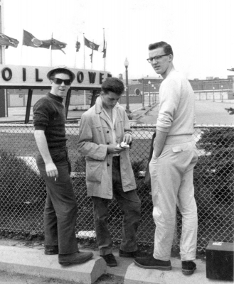 Ronn (Skip) Prokop, Ron Cottrell and Mel Dey during a break from drill at the Shell Tower (CNE, probably spring 1961)
Photo submitted by Terry Sweeney
Keywords: 1961