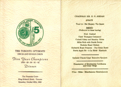 Program for the 1962 (5 year) banquet
Keywords: 1962