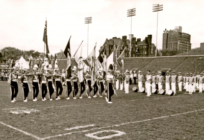 Toronto Optimists salute Niagara Militaires (Metro Championship, Varsity Stadium, 1962)
Photo by Don Daber
Keywords: 1962