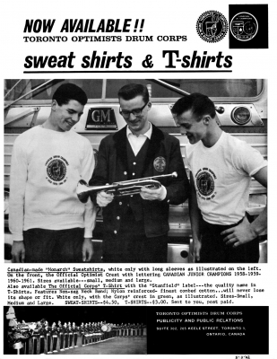 Alex Glover, Mel Dey and Bill McNabb in 1962 ad for sweatshirts & T-shirts
by Don Daber
Keywords: 1962