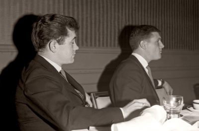 Doug McPhail and Ivor Bramley  (Corps Banquet, 1963)
Photo by Don Daber
Keywords: 1963
