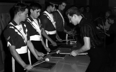 Skip Prokop working with Optimist Bantams (1963)
Photo by Don Daber
Keywords: 1963