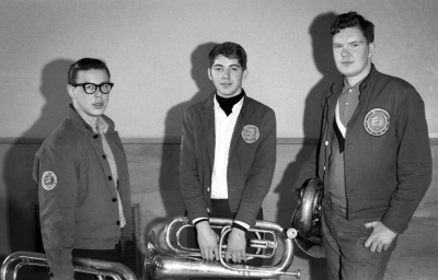 Toronto Optimists Euphoniums, Dave Watt, Paul Thompson & Bob Rivers (1964)
Photo by Don Daber
Keywords: 1964