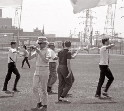Doug MacKenzie and corps rehearsing Party's Over (Keating Park, 1964)
Photo by Don Daber
Keywords: 1964