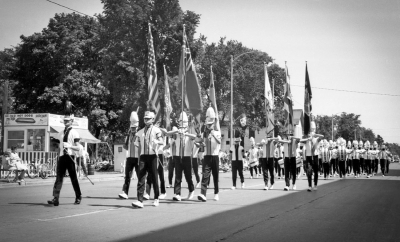Toronto Optimists in summer parade uniforms (Menominee, MI, 1964)
Photo by Don Daber
Keywords: 1964