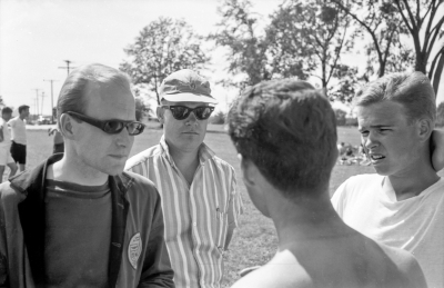 Barry Bell, Don Daber, Ron Kaiser and Mark Wicken (rehearsal, Racine, WI, 1964)
Photo by Don Daber
Keywords: 1964