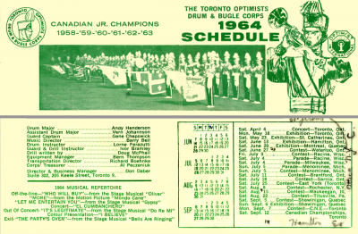 Toronto Optimists' 1964 Schedule
Keywords: 1964