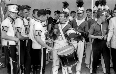 Members of the Toronto Optimists (wearing summer parade tops) and Clique Alouette (St Jerome, 1964)
Photo by Don Daber
Keywords: 1964