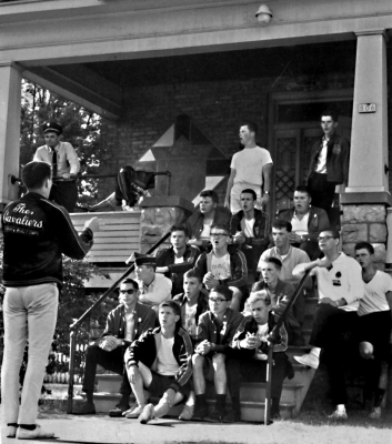 Alex Glover of Optimists (yes, he and others are in a Cavies jackets) conducts the choir (Menominee, MI, 1964)
Photo by Don Daber
Keywords: 1964