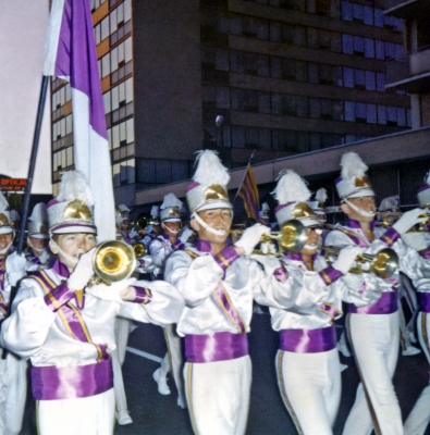 York Lions (Toronto parade, 1966)
(L-R): John Murray, Tom Furiano, Tom McCrory, ? 

Photo by Elaine Carell
Keywords: 1966