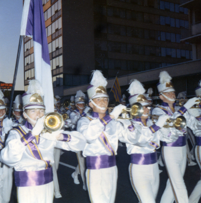 York Lions (Toronto parade, 1966)
(L-R): John Murray, Tom Furiano, Tom McCrory, ? 

Photo by Elaine Carell
Keywords: 1966