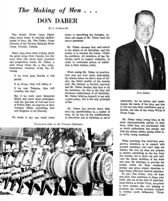 1965: Article about Don Daber
from Drum Corps Digest, July 1965
Keywords: 1965