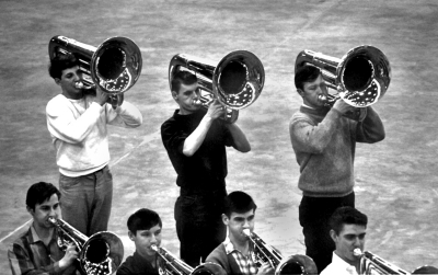 Toronto Optimists rehearsing (1967)
Back: Paull Thompson, Phil Bellevance (?), Clayton Keat
Front: Ray Roussel, Dennis Roussel (?), Dave Hibbits, Marcel Smolinski

Photo submitted by Randy Cochrane
Keywords: 1967