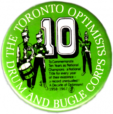 Toronto Optimists 1967 Button (10 Nationals)
Submitted by Randy Cochrane
Keywords: button 1967
