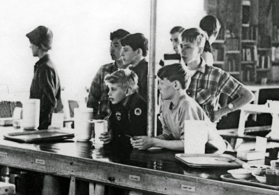 John Rood, George Tamaki, ?, Mike Tierney, Steve Jarvis? (back), ?, ?, ? (Camp, 1967)
Photo by Frans Rood
Keywords: 1967