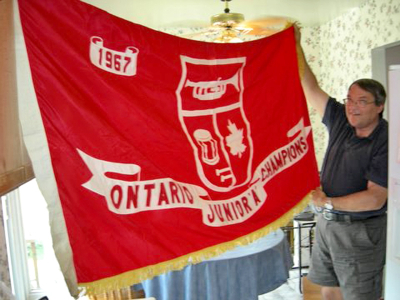 Randy Cochrane with 1967 ODCA Championship Flag which he donated to the corps
Photo by Jim Dwyer
Keywords: 1967