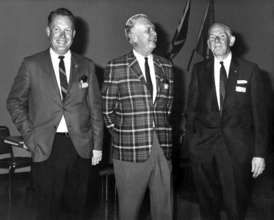 Don Daber, Alan Baggs and Herbert (Bud) Parker. Bud or Skip was the Scout Master who started the original Scout Band that evolved into The Toronto Optimists (Reunion, 1969)
Submitted by Jim Patten
Keywords: 1969 1968