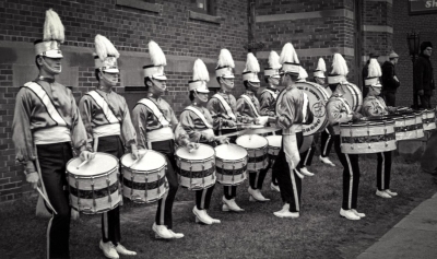 Toronto Optimists drumline warming up (Grey Cup Parade, 1968)
Photo by Don Daber
Keywords: 1968