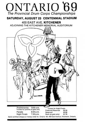 Don Daber's artwork for 1969 Ontario Drum Corps Championships
Submitted by George Tamaki
Keywords: 1969