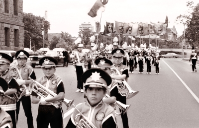 Optimist Cadets with Toronto Optimists behind at Ontario Legislature (Shriners' Parade, 1970)
Photo by Don Daber
Keywords: 1970