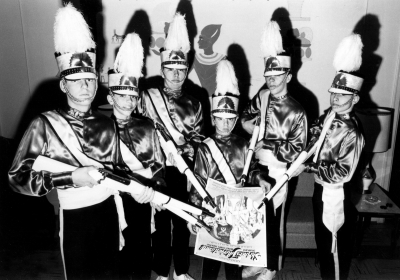 1971 Rifle Line: Promo Photo for Shriner's Show
L-R: Ric Brown, Jim McKeown, John O'Leary, Steve McNellen, Don White & Jerry Maguire

Photo by Don Daber
Keywords: 1971