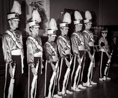 Ric Brown, Jim McKeown, Steve McNellan, Gerry McGuire, Don White, John O'Leary & Joe Reneault in the cadet uniform (Wearing of the Green, 1971)
Photo by Don Daber
Keywords: 1971