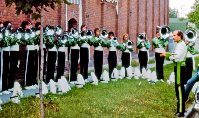 Peter Byrne warmin up Toronto Optimists horns (Brantford, 1975)
Photo by Don Daber
Keywords: 1975