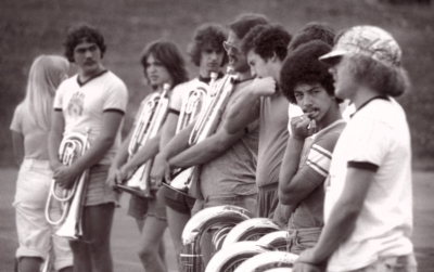 Sandy Konstantinou, Brian Adam, John Henderson, Robin Henry, Kevin Gilcart, Keith Gallacher, Sylvain Menard, John Hext (1977)
Photo taken by Bob Carell
Keywords: 1977