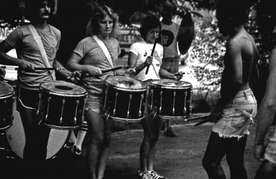  Seneca Optimists rehearsing: Dave Phillips, Terry McCullough, Johanne Briere, Dwayne Lewis
Photo taken by Bob Carell
Keywords: 1977