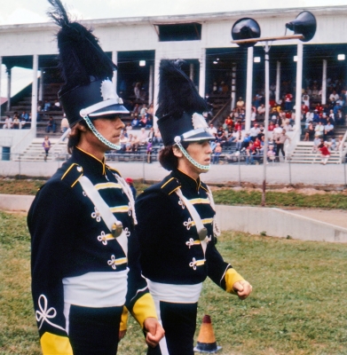 Mike Grimes, Drum Major and Keith Gallacher, Assistant DM of the Seneca Optimists (Simcoe, 1978)
Photo by Don Daber
Keywords: 1978