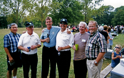 L-R: George Tamaki, Gord O'Halloran, Terry Warburton, Gord Lefevre, Vic Glowacki, Mark Wicken (Optimists Reunion, 2003)
Submitted by Vern Johansson
Keywords: 2003