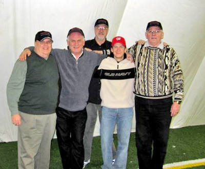 Rick Robida, Ted Wilson, Jason Filipchuk, Bill Kellas and Frans Rood (back), the Optimists Alumni Contras (2006)
Drill rehearsal, Feb 25-26, 2006 at St Mike's
Keywords: 2006