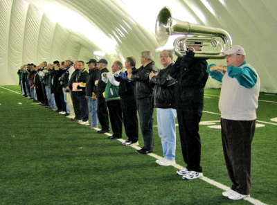 Rehearsing in the dome at St Mike's (2006)
Drill rehearsal, Feb 25-26, 2006 at St Mike's
Keywords: 2006