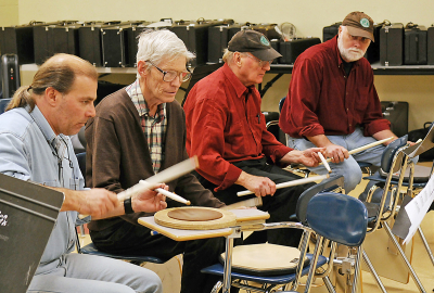 Optimists Alumni drummers practicing (2008)
Photo by David Johns
Keywords: 2008