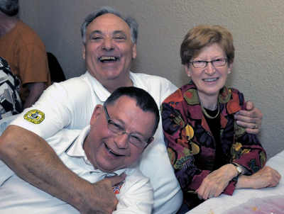 Joe and Margaret Gianna with Joe Lasko at the corps party (Rochester, 2010)
Photo by David Johns
Keywords: 2010
