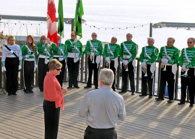 Dick's daughter, Debi, addressing the corps (Dick Brown Celebration, 2010)
Photo by David Johns
Keywords: 2010