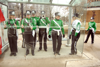 Optimists Alumni hiding from the rain (Toronto St Pat's parade, 2010)
Photo by Eric McConachie
Keywords: 2010